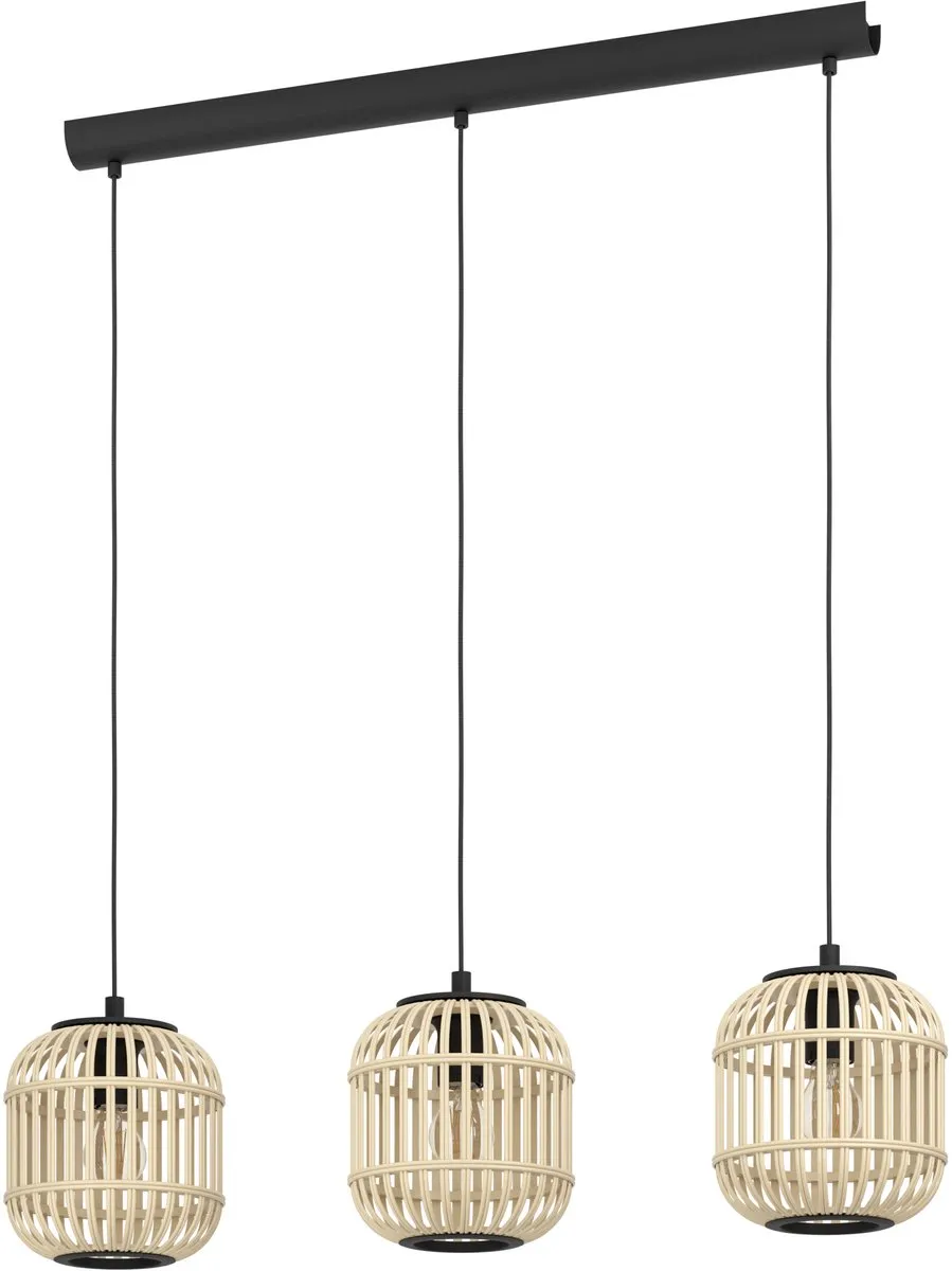Eglo Bordesley Hanglamp E27 - 91cm - Zwart/Hout