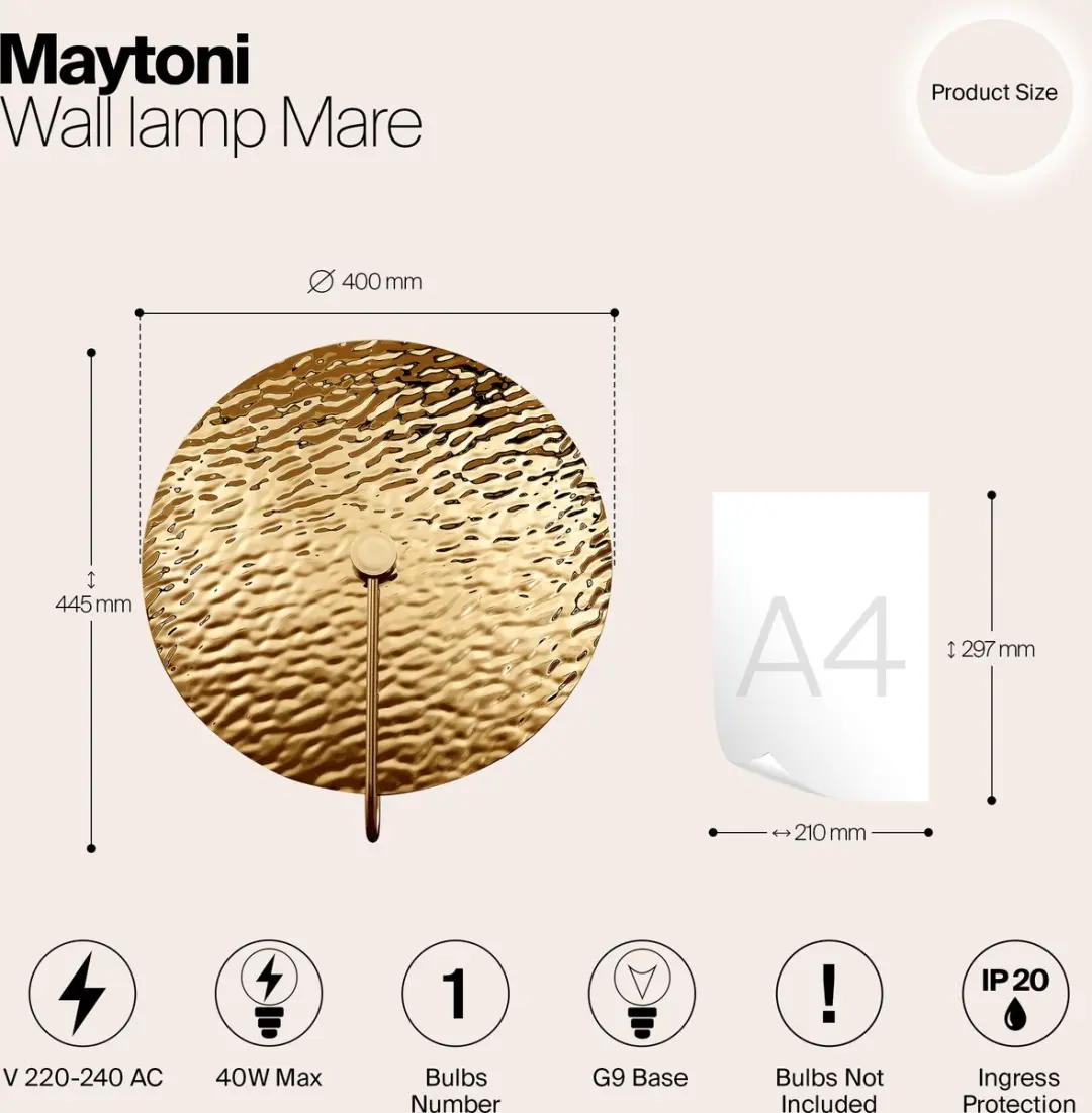 Maytoni Wandlamp Mare Ø40cm - Goud