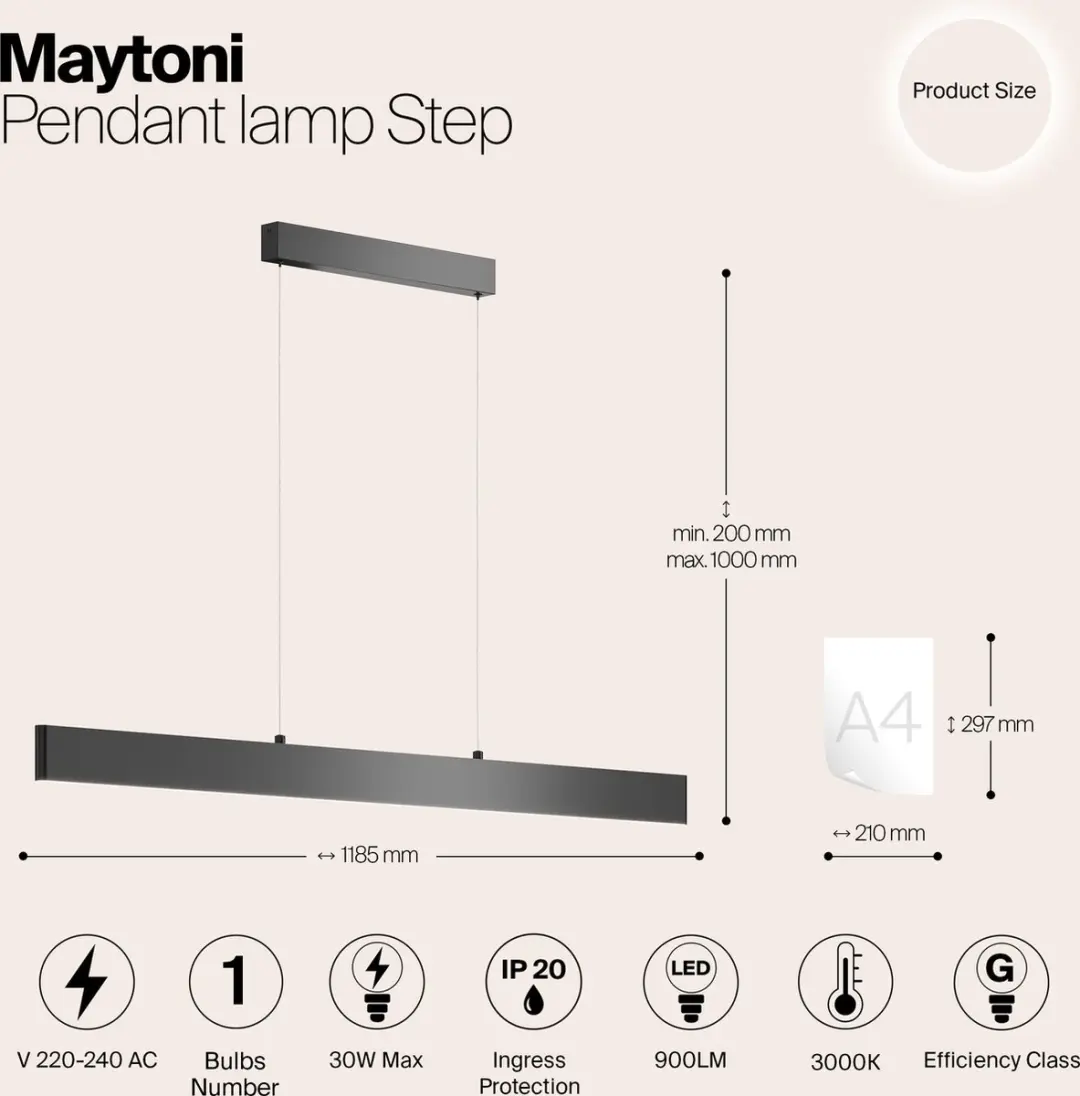 Maytoni Technical Hanglamp Step - Zwart