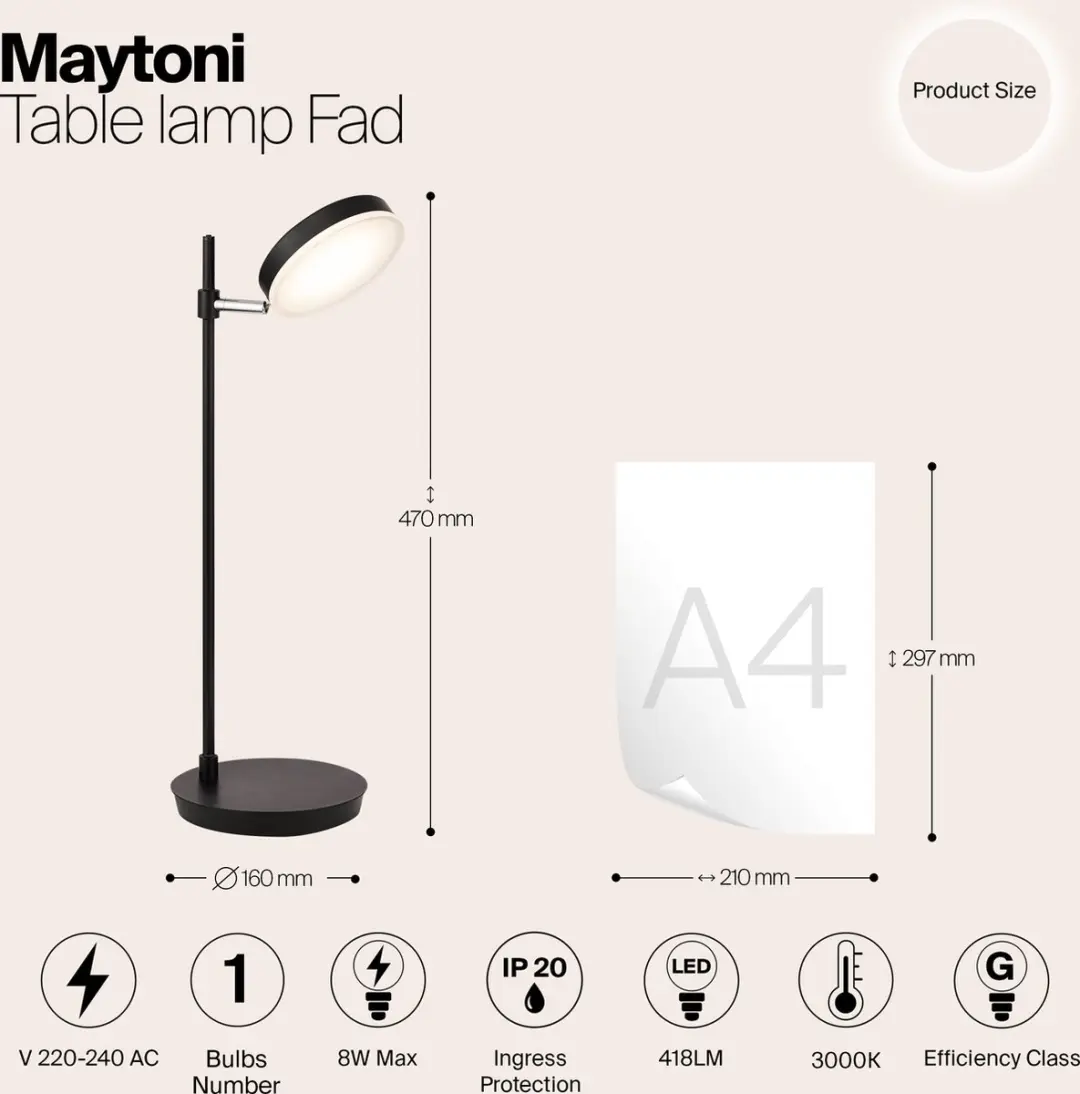 Maytoni Fad Tafellamp - 8W - Zwart