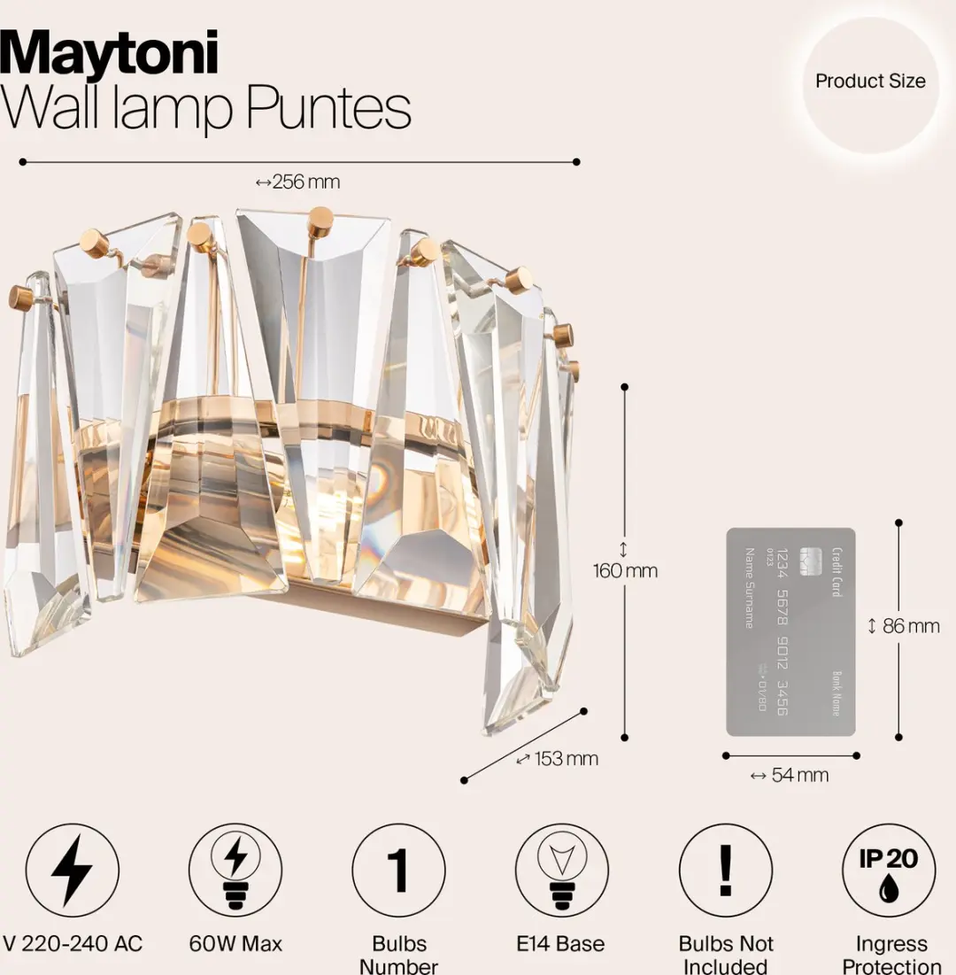 Maytoni Wandlamp Puntes - Goud