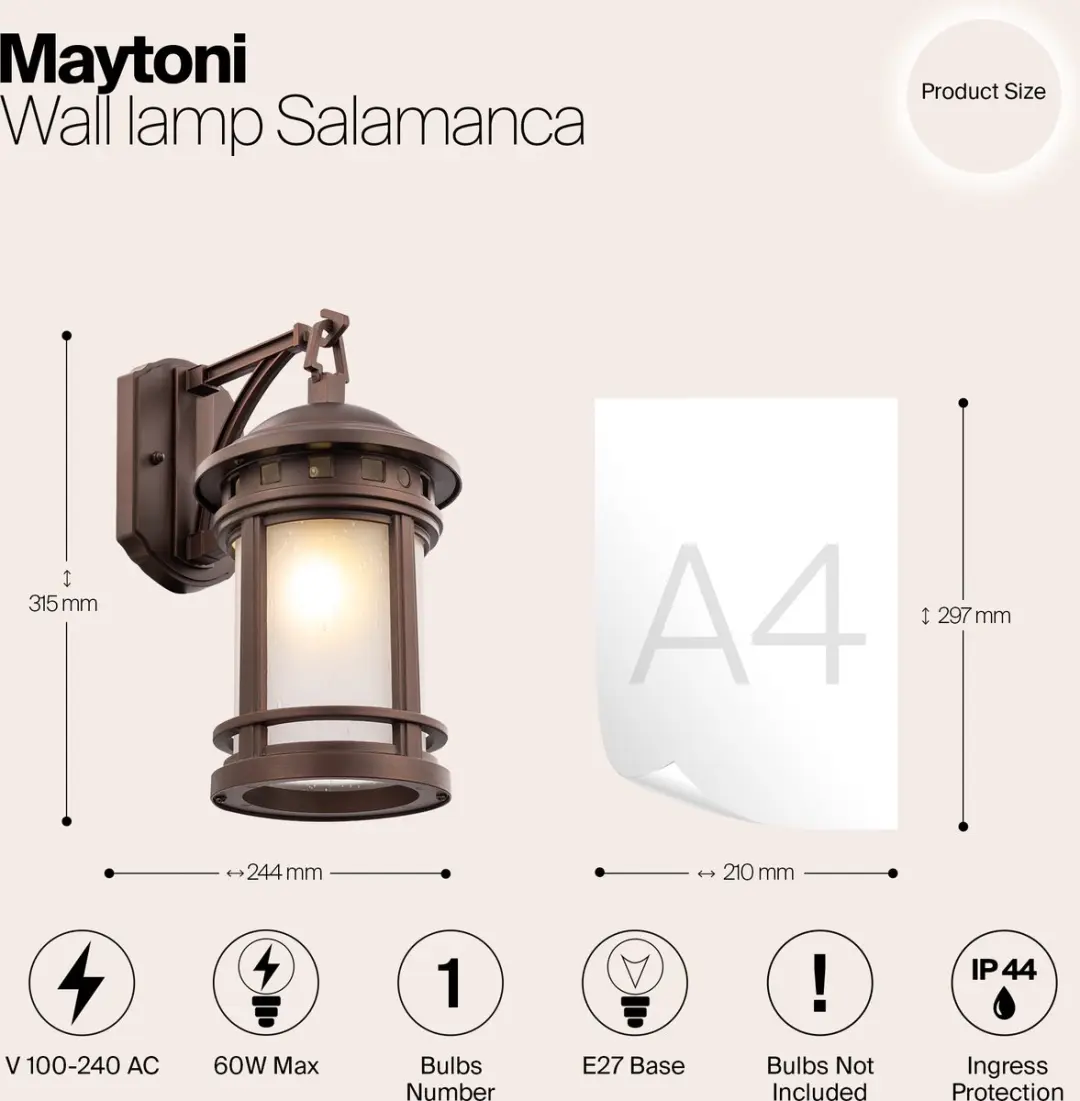Maytoni Outdoor Wandlamp Salamanca - Bruin