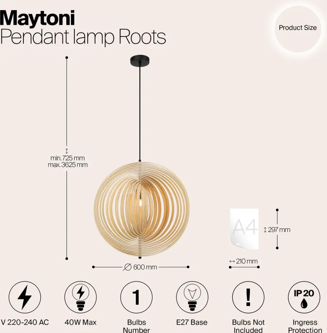 Maytoni Roots Hanglamp - Zwart Ø60