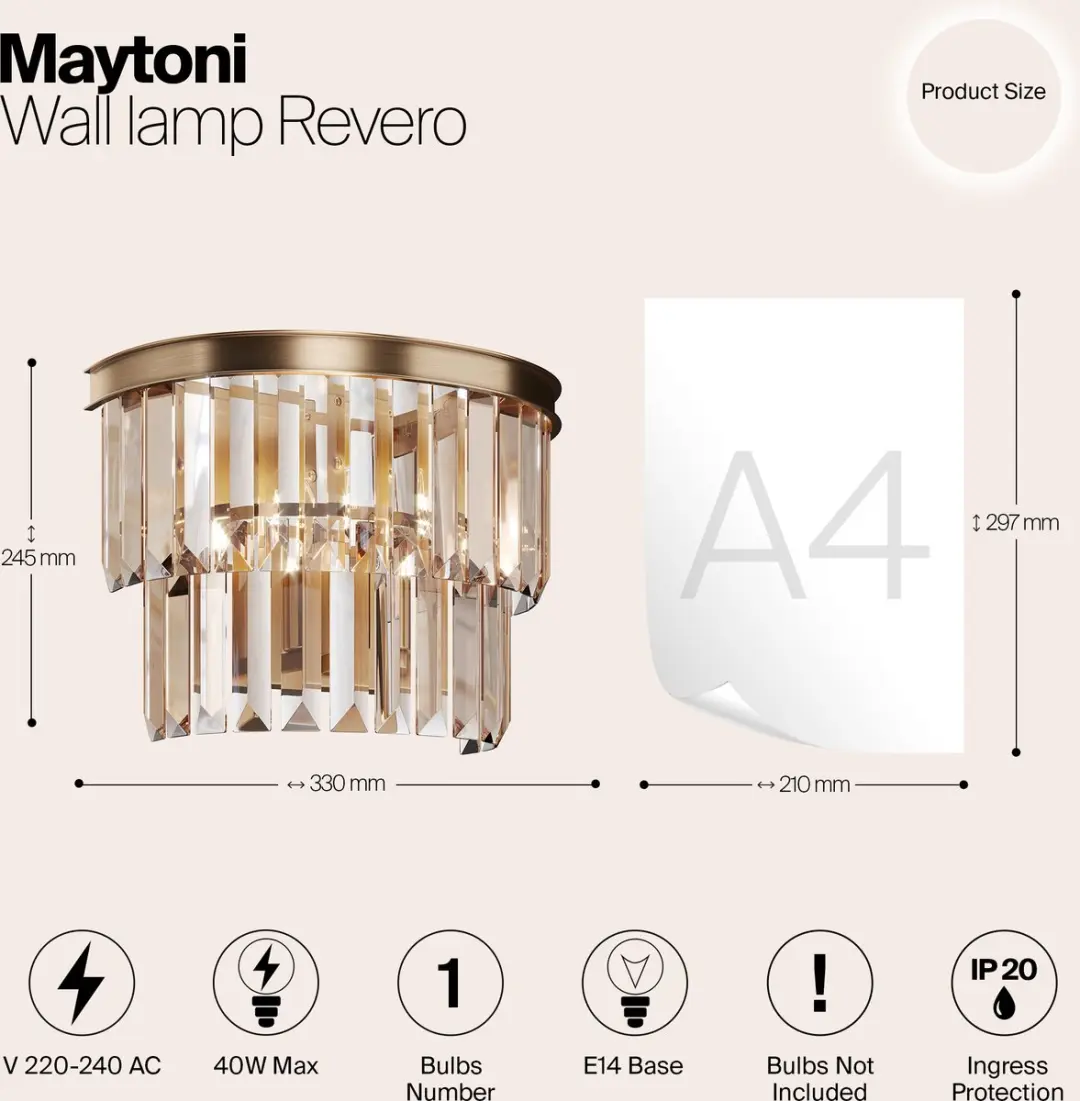 Maytoni Revero Wandlamp - Goud