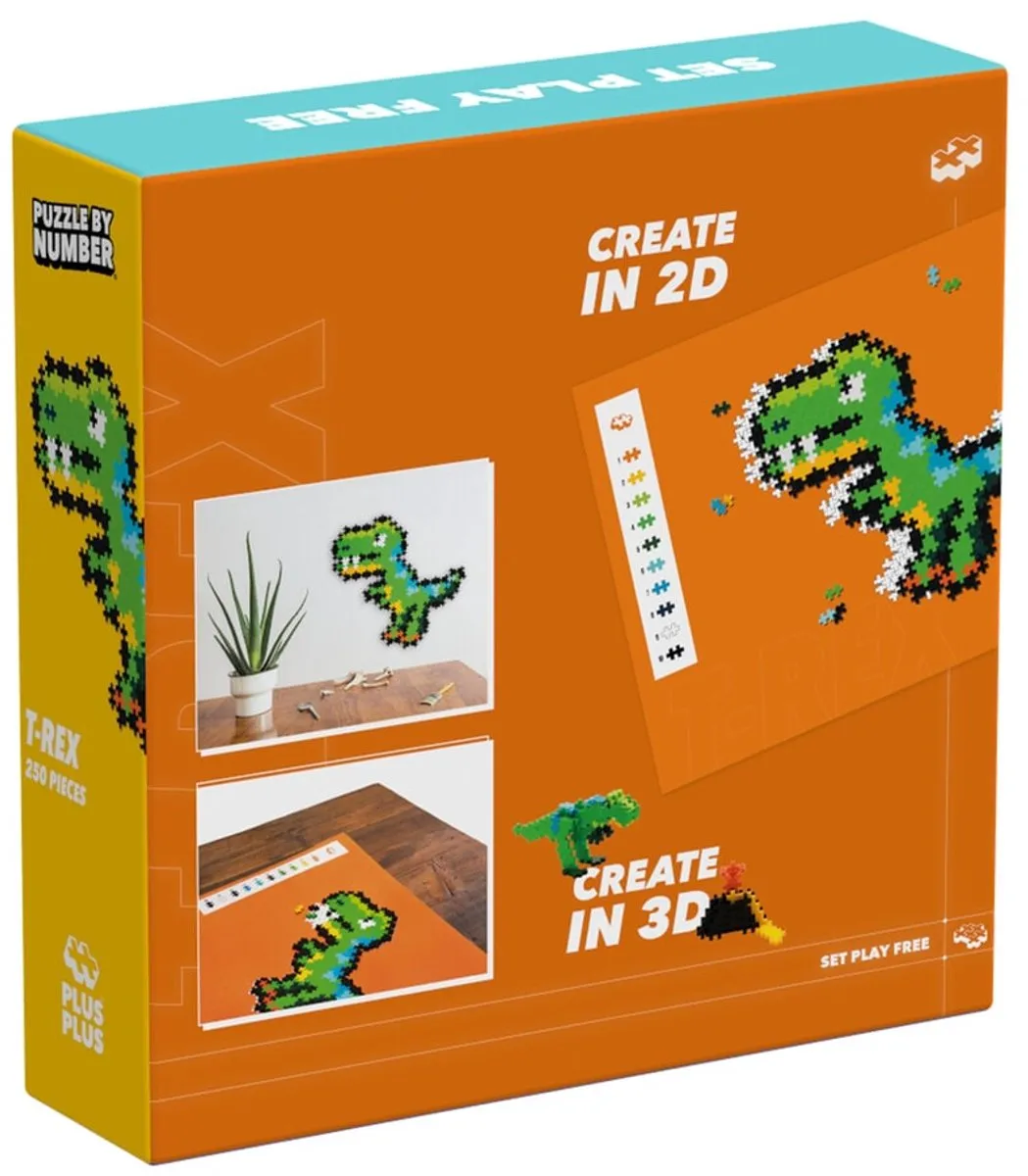 Plus-Plus Puzzle by Number Dinosaurus T-Rex 250 Stuks