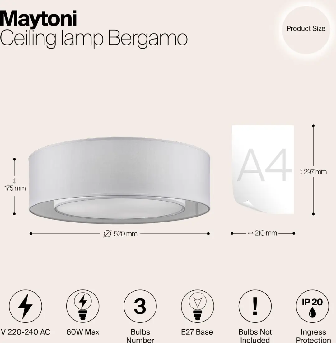 Maytoni Bergamo Plafondlamp - 3 Lichtpunten Ø52cm - Chroom