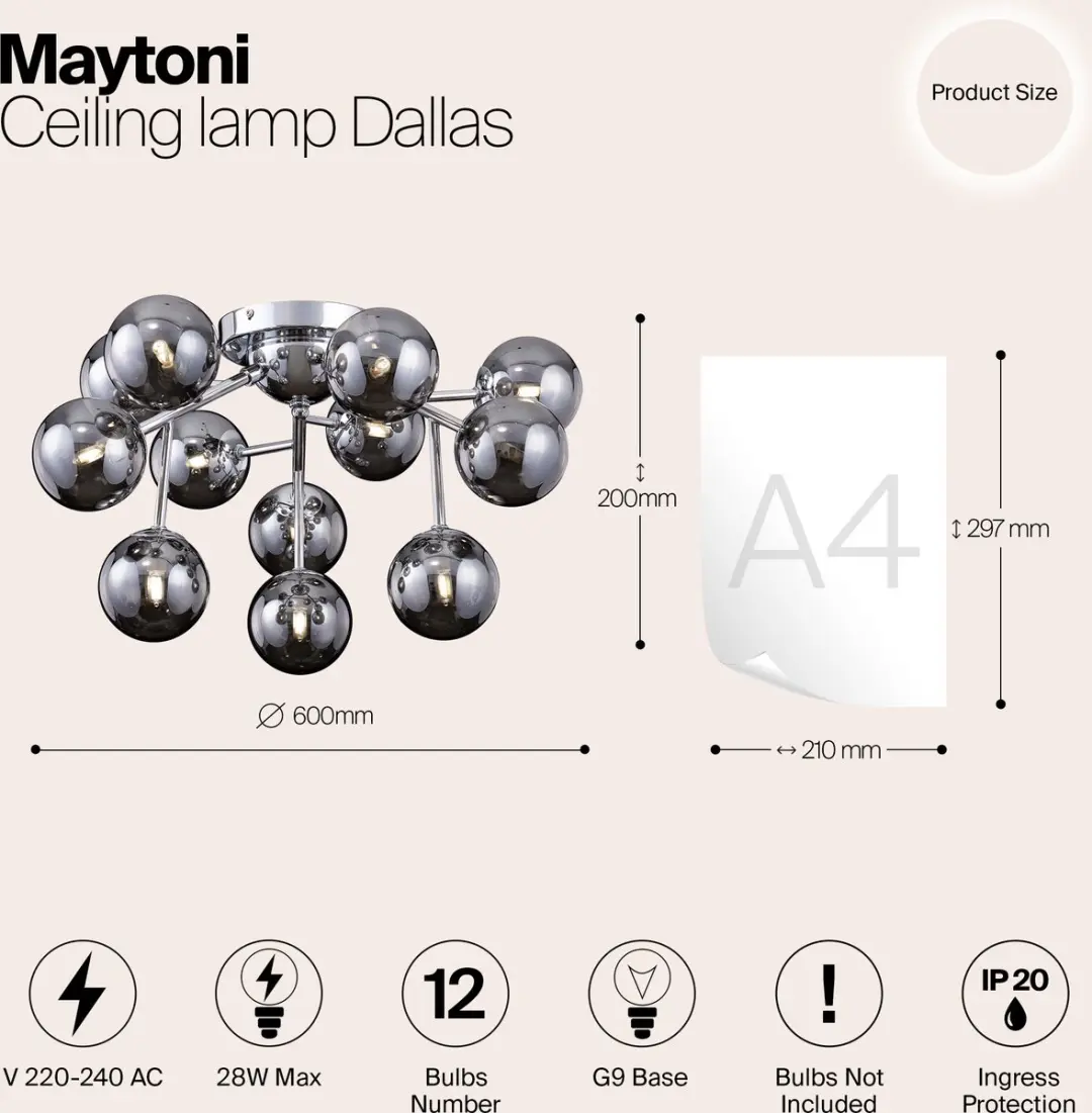Maytoni Dallas Plafondlamp - 12x28W - Ø60cm - Chroom