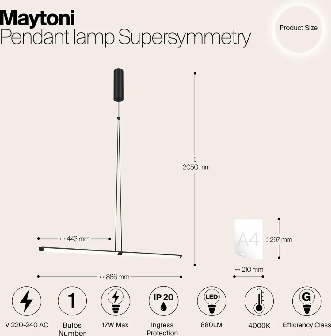 Maytoni Supersymmetry Hanglamp - 17W - Zwart