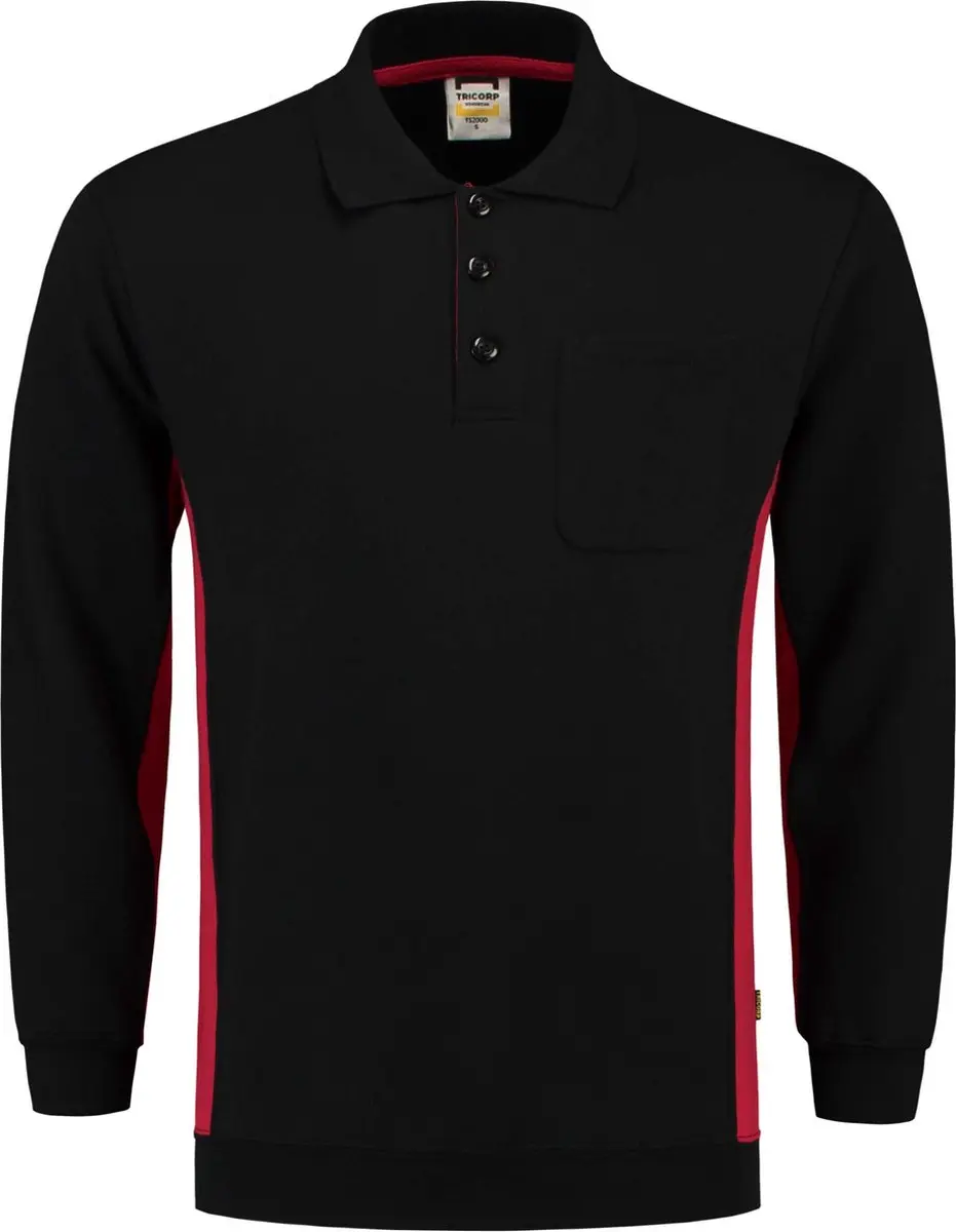 Tricorp 302001 Polosweater - M - Zwart/Rood