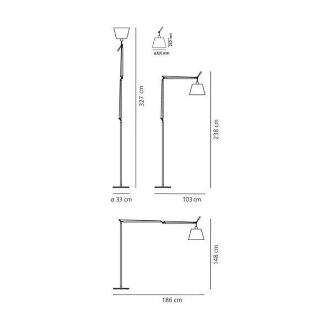 Artemide Tolomeo Mega Vloerlamp - Aluminium/Perkament Ø32cm