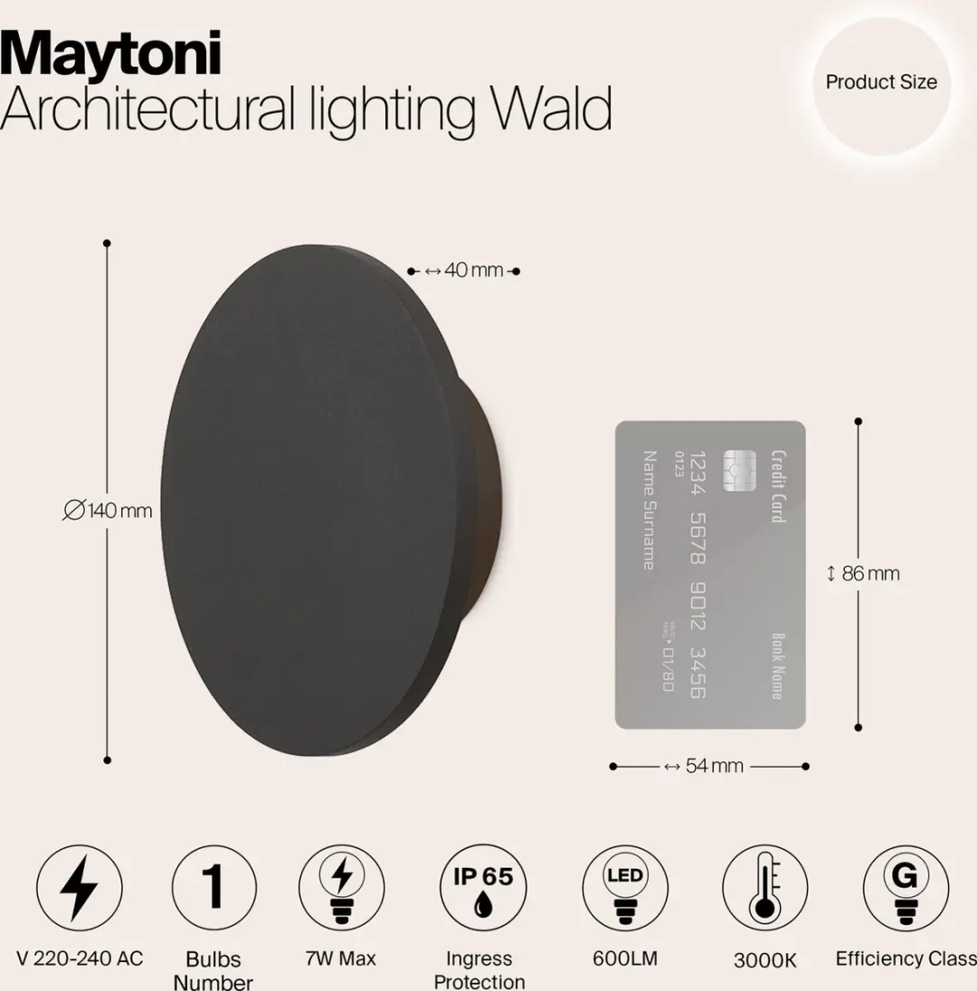 Maytoni Wald Architecturale Verlichting Ø14cm - Grafiet