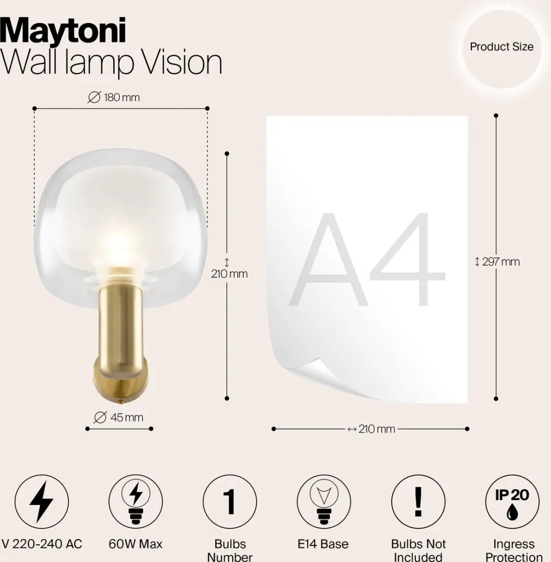 Maytoni Vision Wandlamp Goud Ø18cm