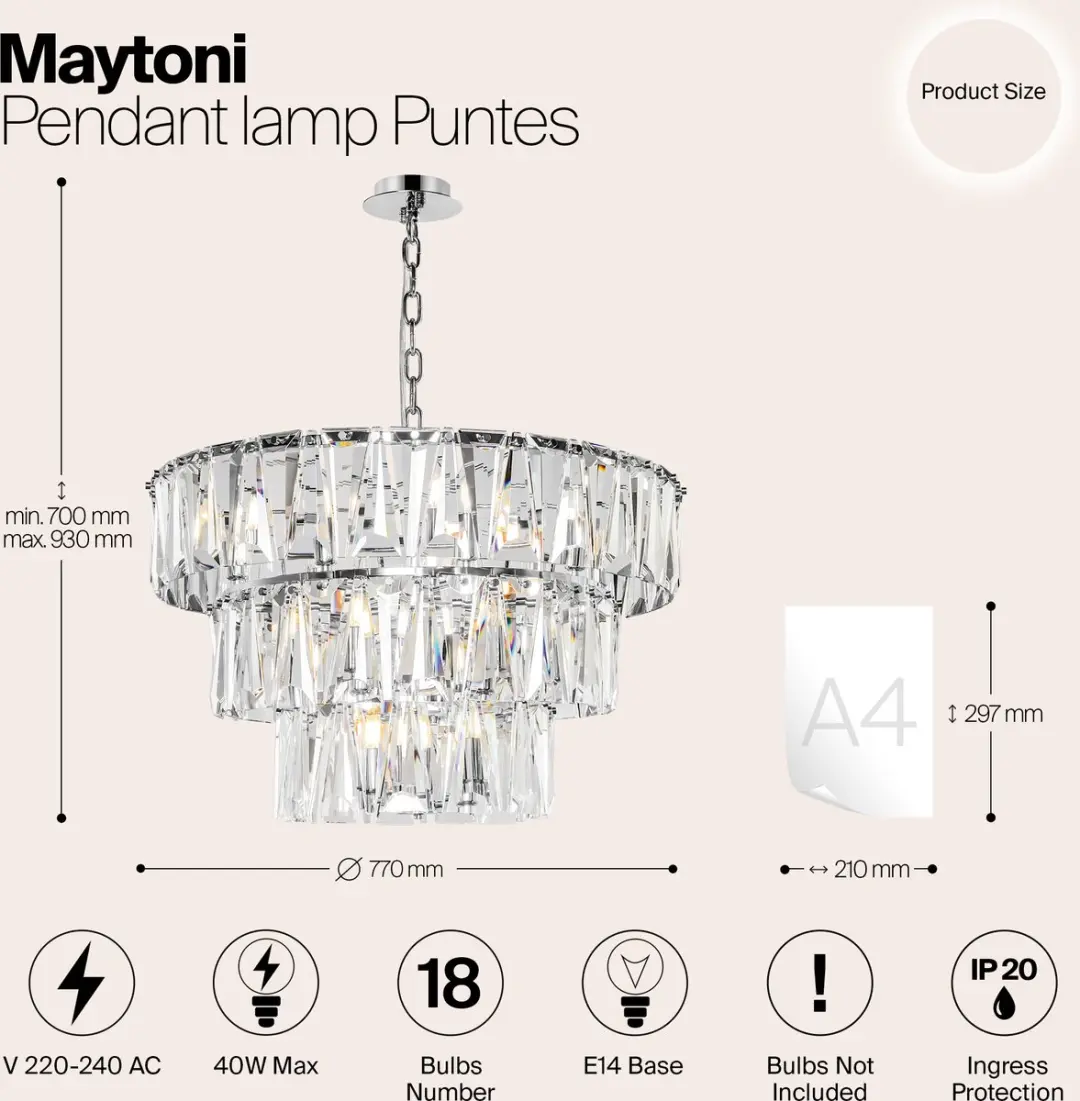 Maytoni Hanglamp Puntes Ø77 - 18 Lichtpunten - Chroom