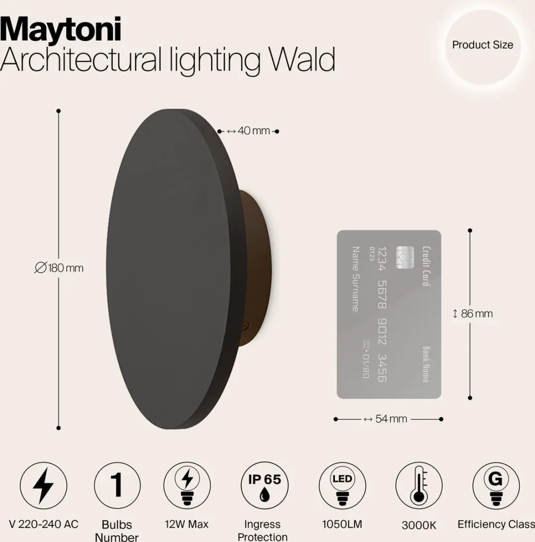 Maytoni Wald Architecturale Verlichting - Ø18cm - Grafiet