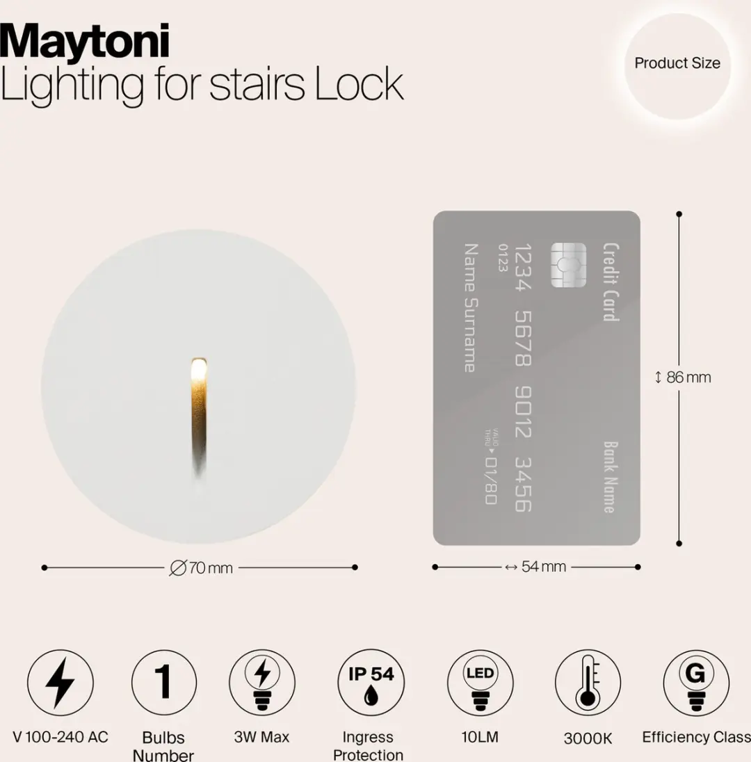 Maytoni Outdoor Lock Verlichting Trappen - 3W - Ø7cm - Wit