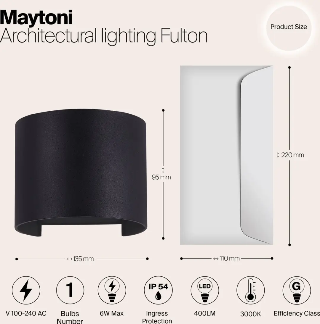 Maytoni Fulton Architecturale Verlichting - 6W - Zwart