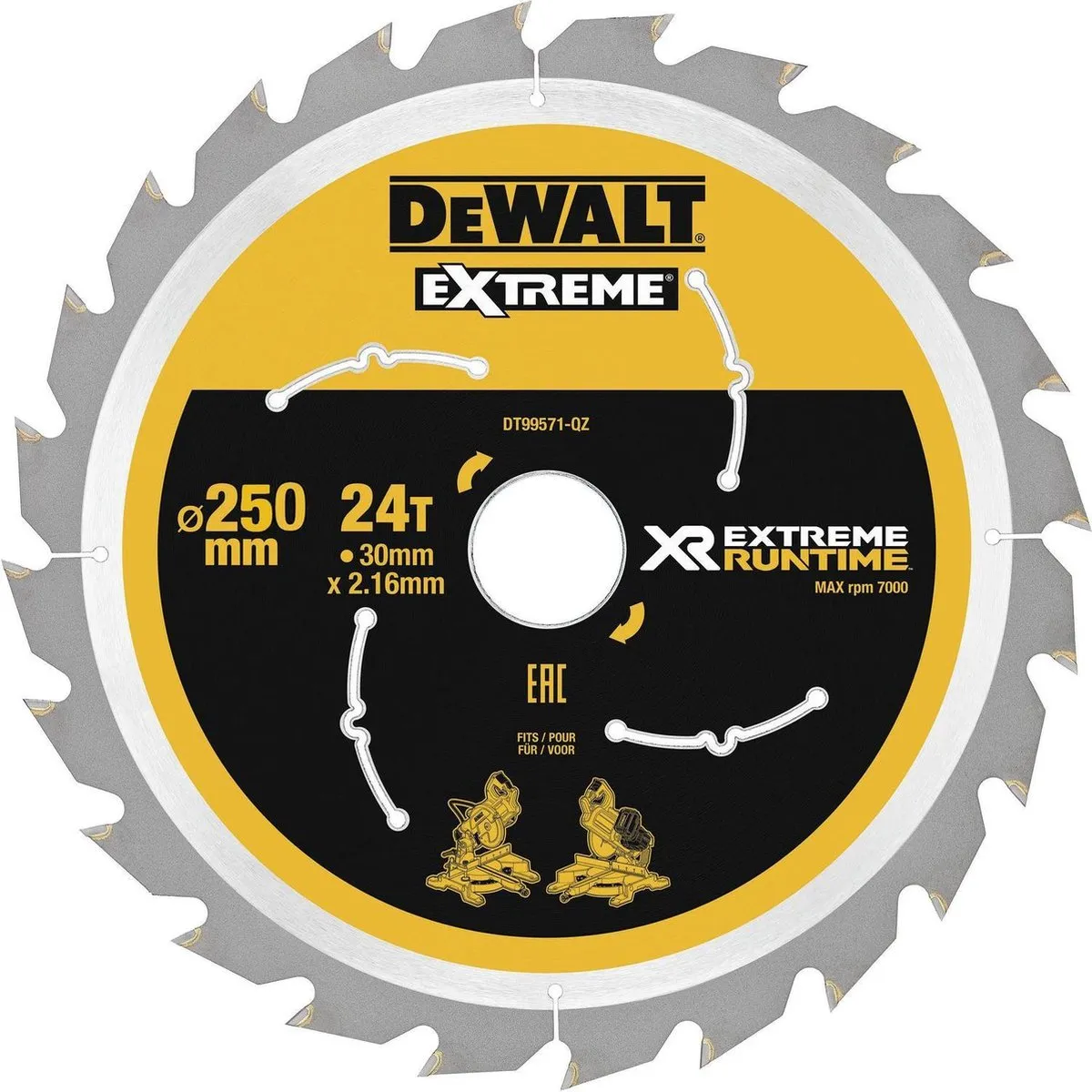 DeWalt DT99571-QZ Cirkelzaagblad Hout 250mm 24T