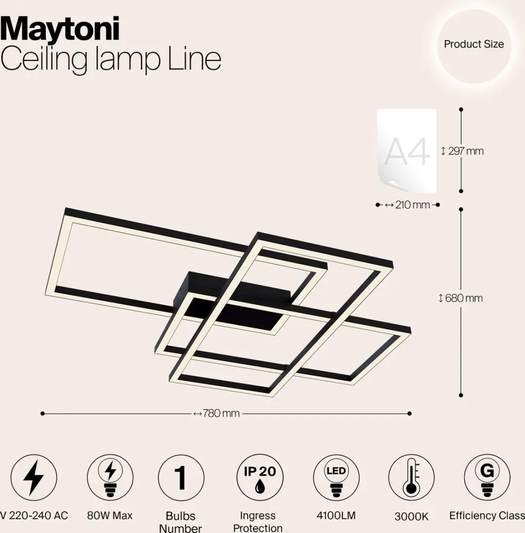 Maytoni Plafondlamp Line - 3 Lichtpunten 3000K - Zwart