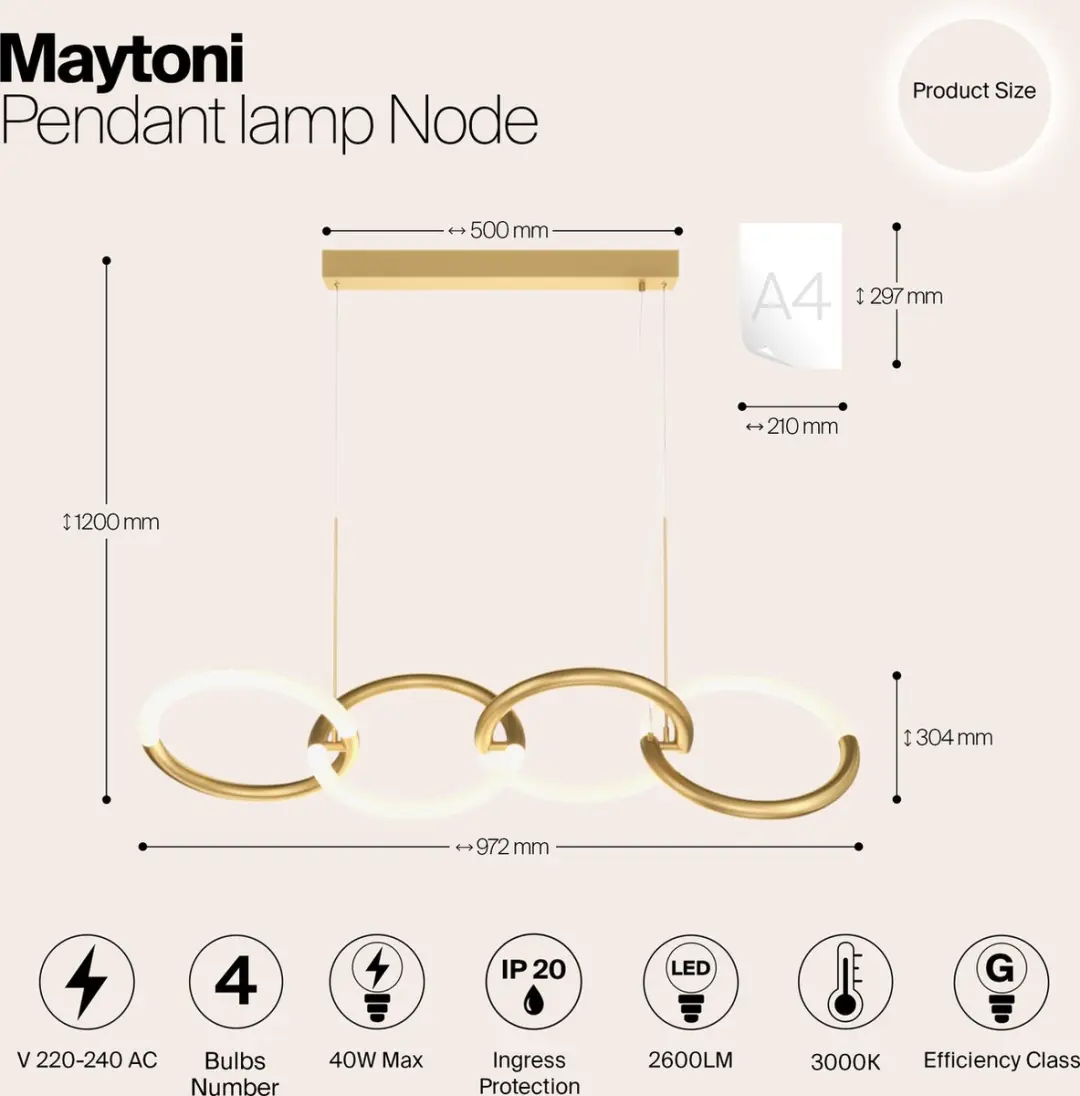 Maytoni Node Hanglamp - Goud