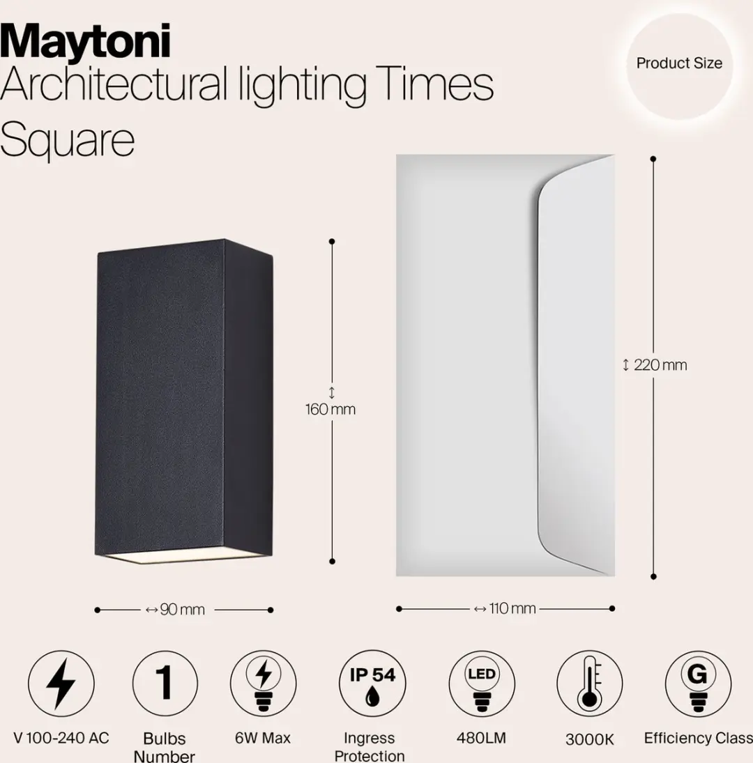 Maytoni Times Square Architecturale Verlichting 6W - Zwart