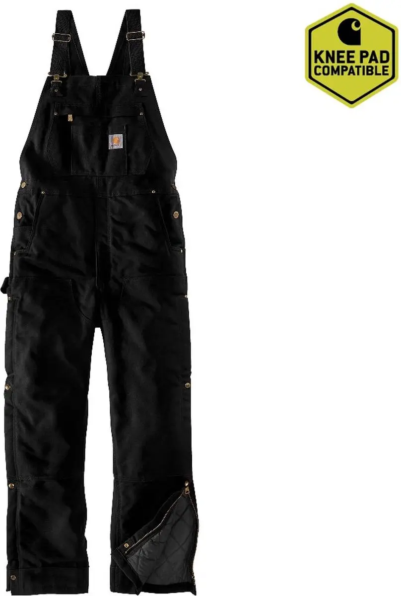 Carhartt Thermo Bib Overall Canvas Duck - M - Zwart