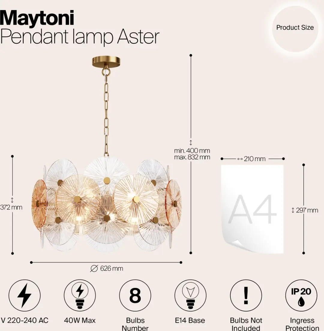 Maytoni Hanglamp Aster Goud Ø62,6cm - 10 Lichtpunten