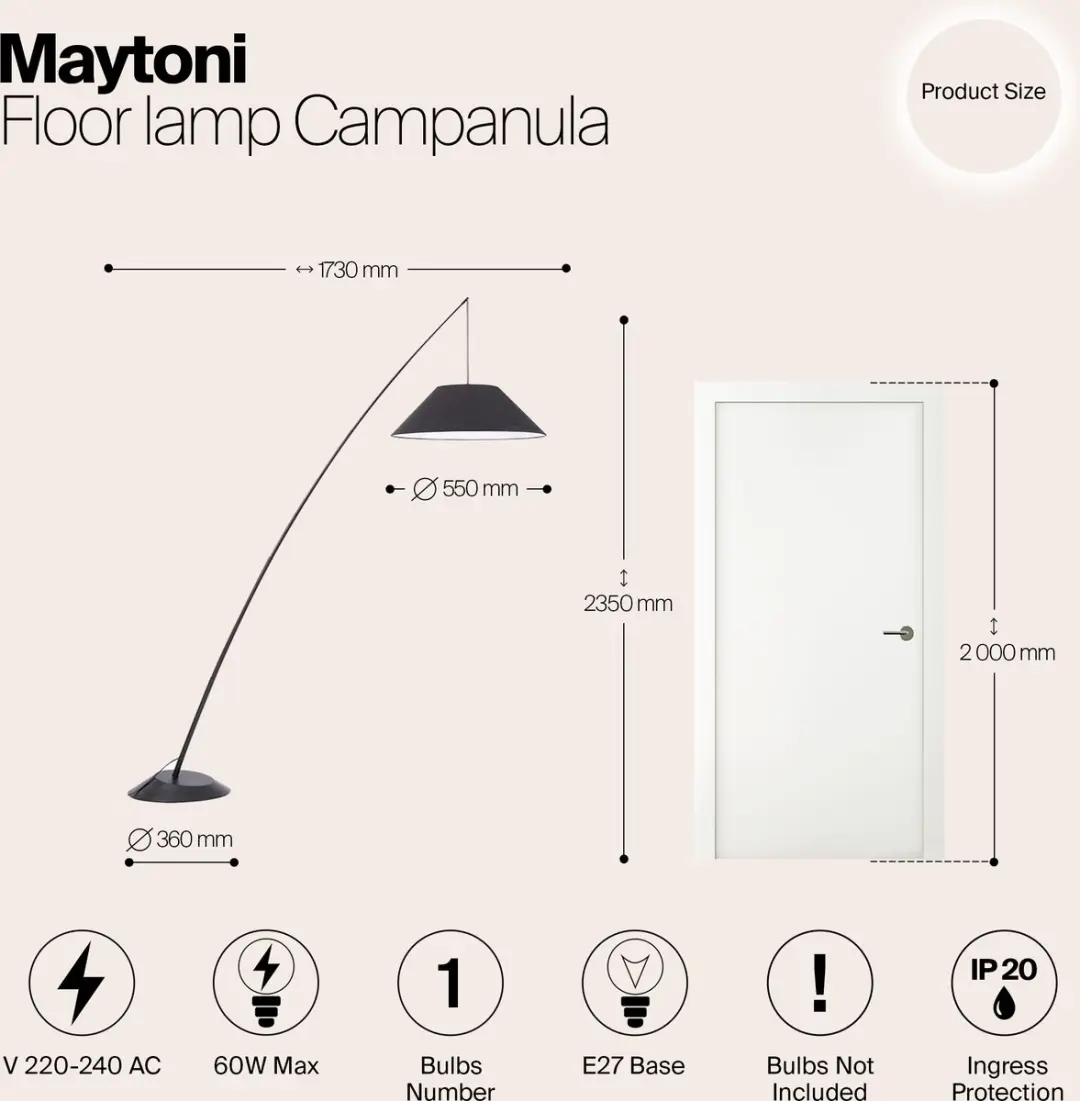 Maytoni Vloerlamp Campanula - Zwart