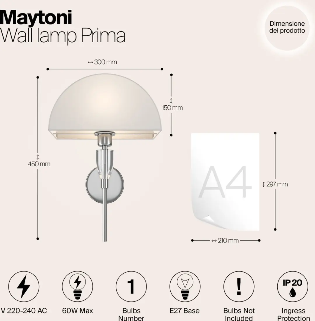 Maytoni Prima Wandlamp Chroom