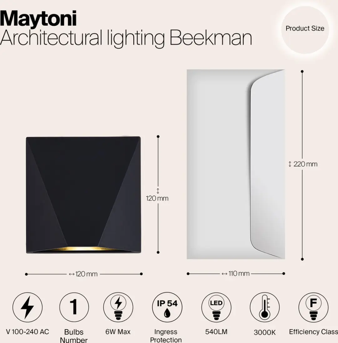 Maytoni Beekman Architecturale Verlichting - 6W - Zwart