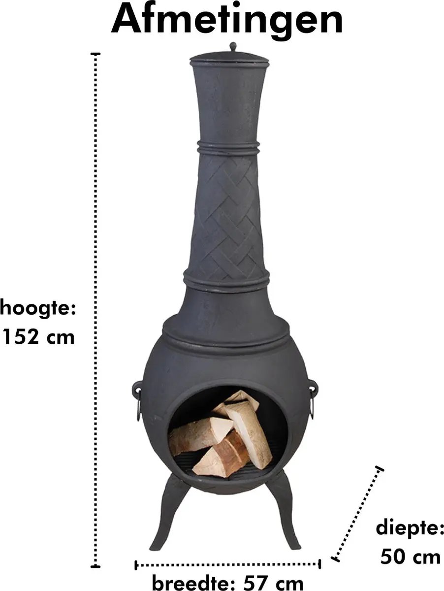 Esschert Design Tuinhaard XL Antiek Gietijzer - Zwart