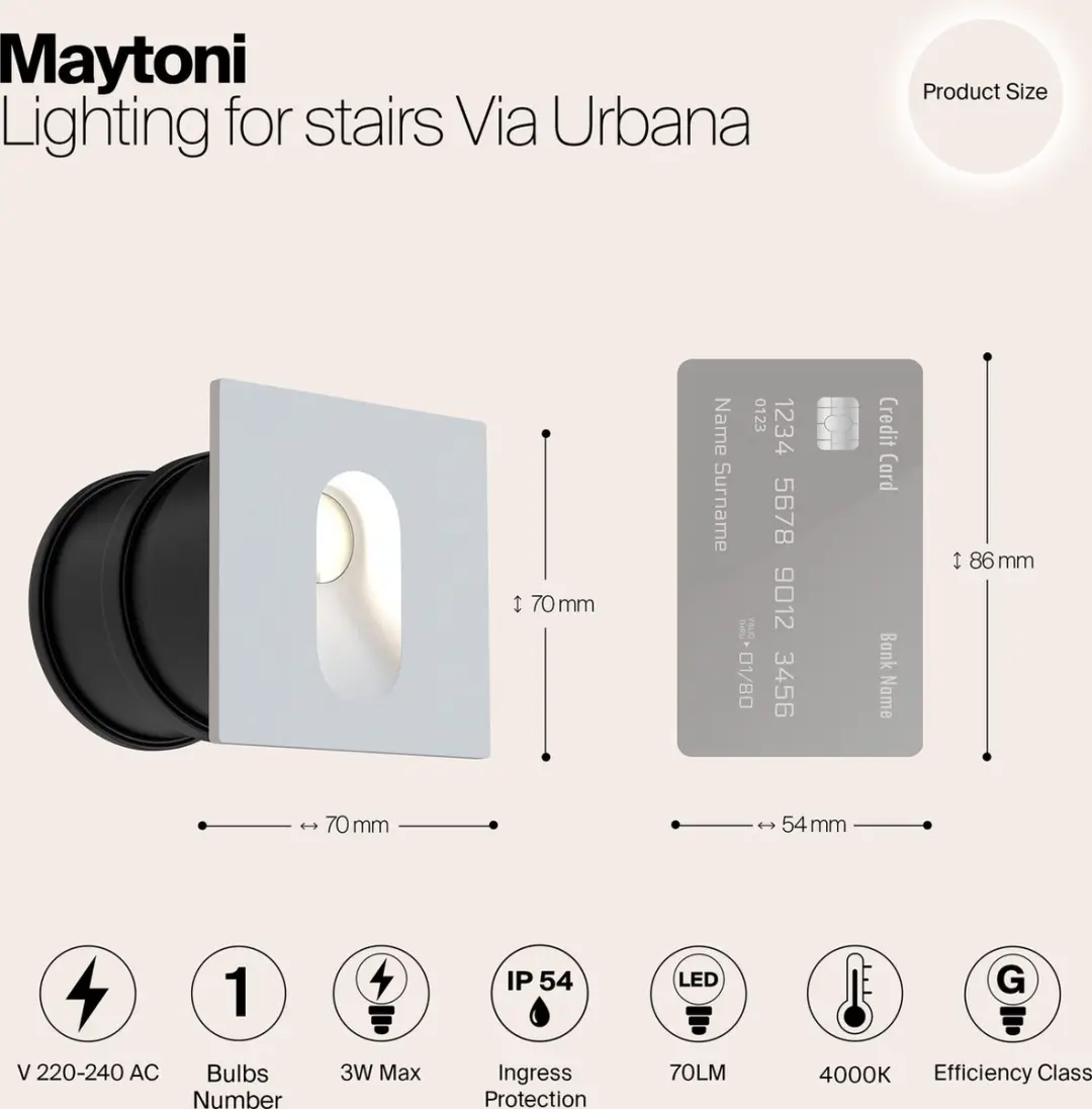 Maytoni Via Urbana Trapleuningverlichting - 3W - Wit