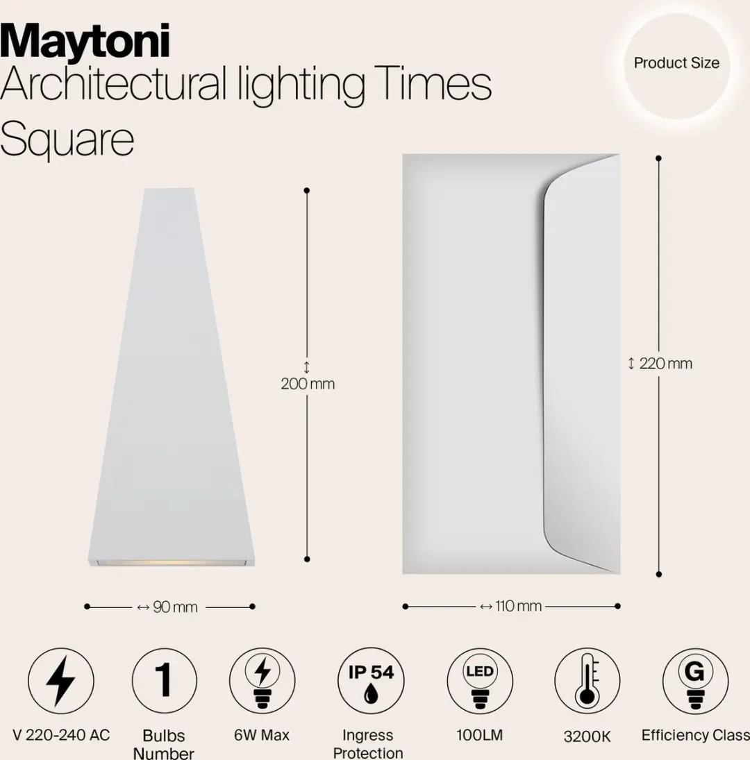 Maytoni Times Square Architecturale Verlichting - 6W - Wit