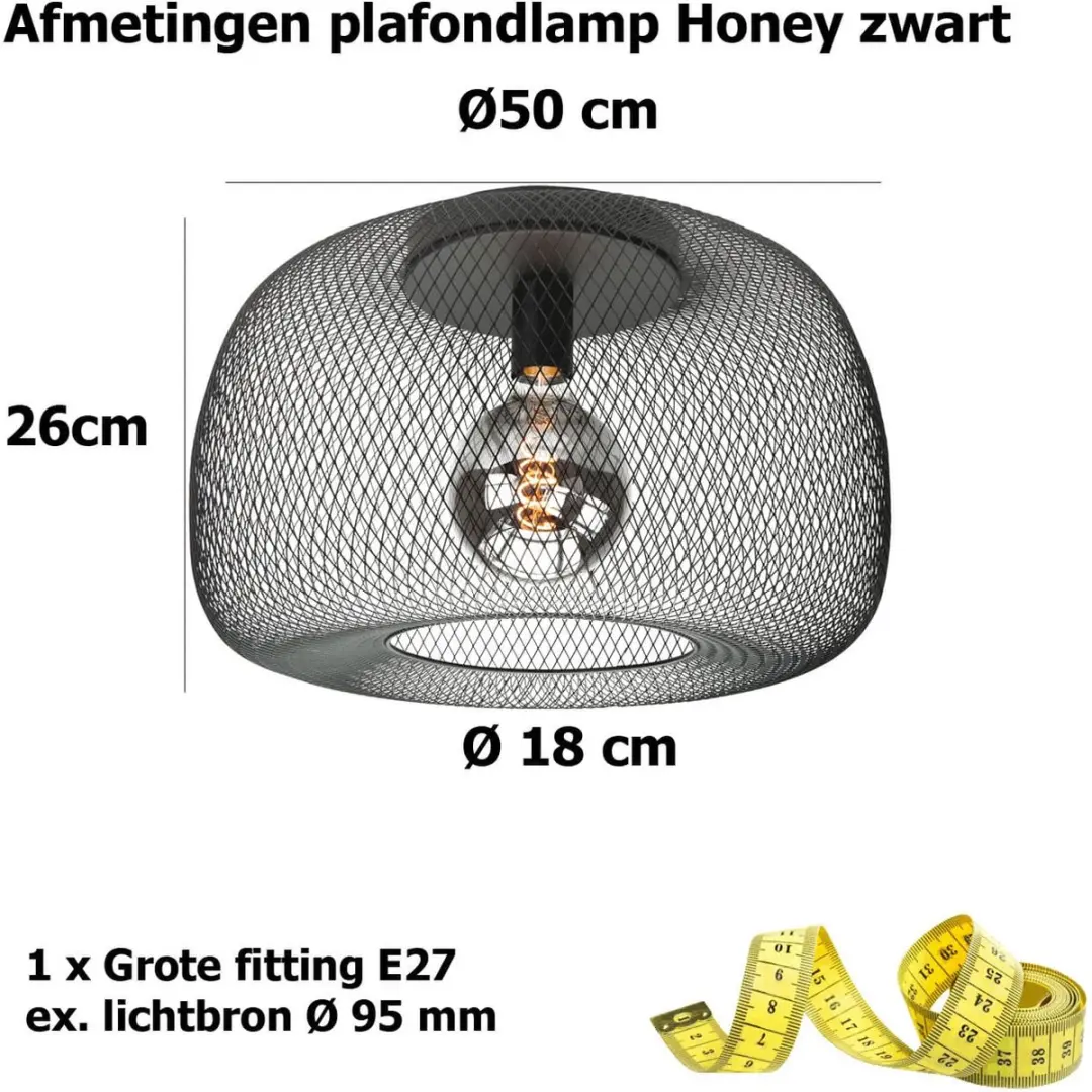 Highlight Honey Plafondlamp Ø48cm - Zwart