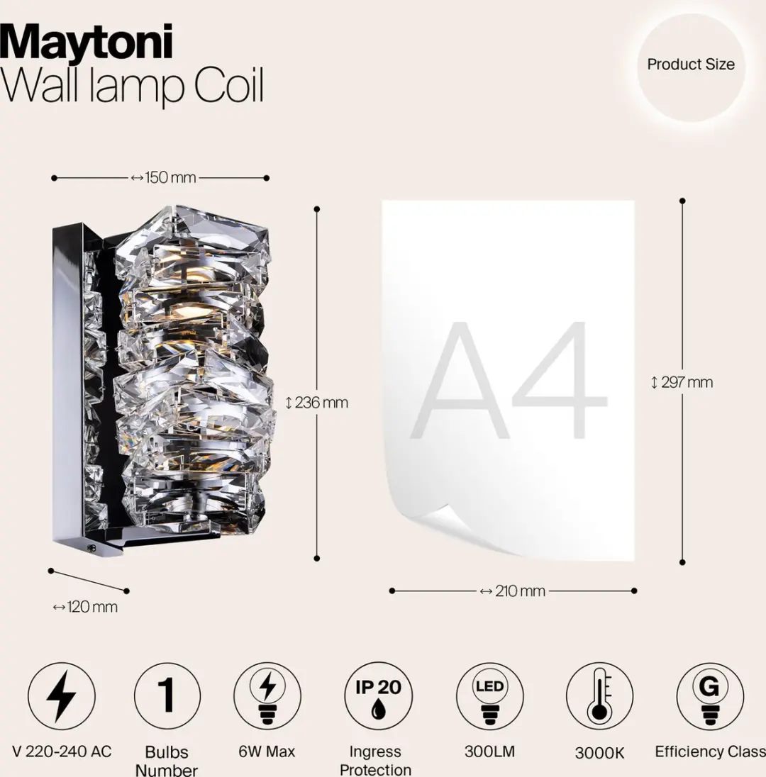 Maytoni Wandlamp Coil - Chroom