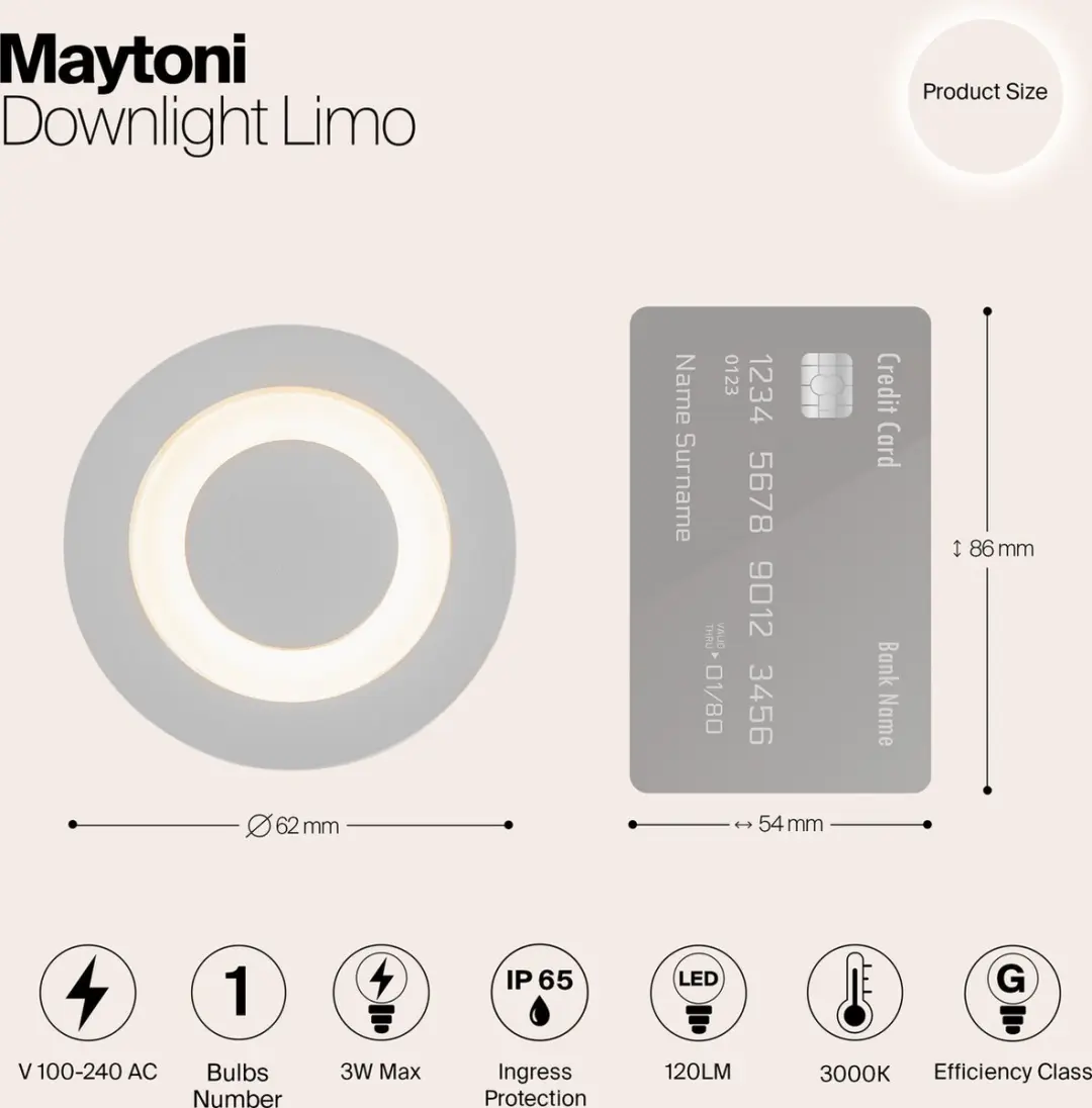 Maytoni Outdoor Inbouwspot Limo - Wit Ø6,2cm