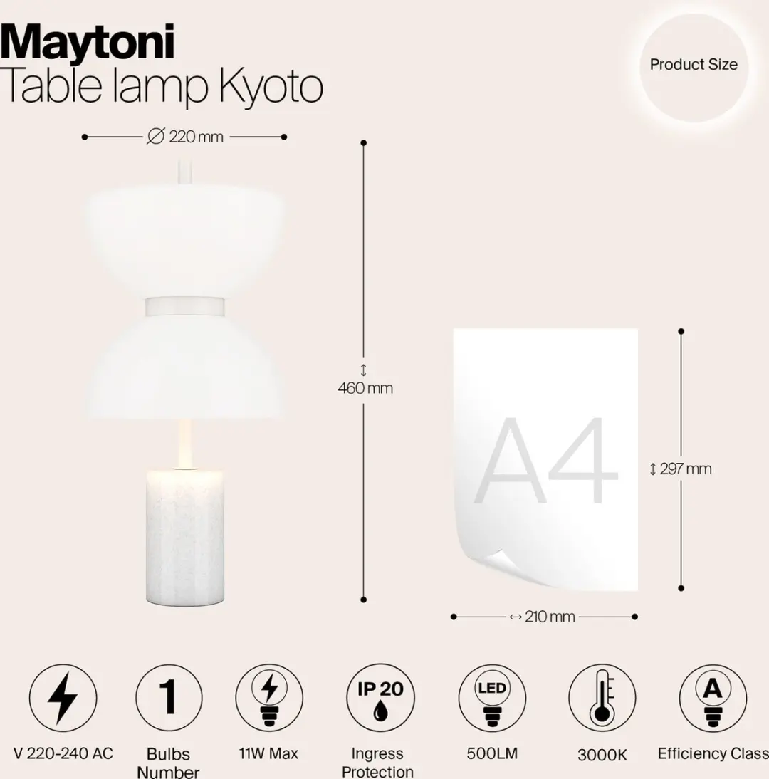 Maytoni Kyoto Tafellamp - Wit Ø22cm