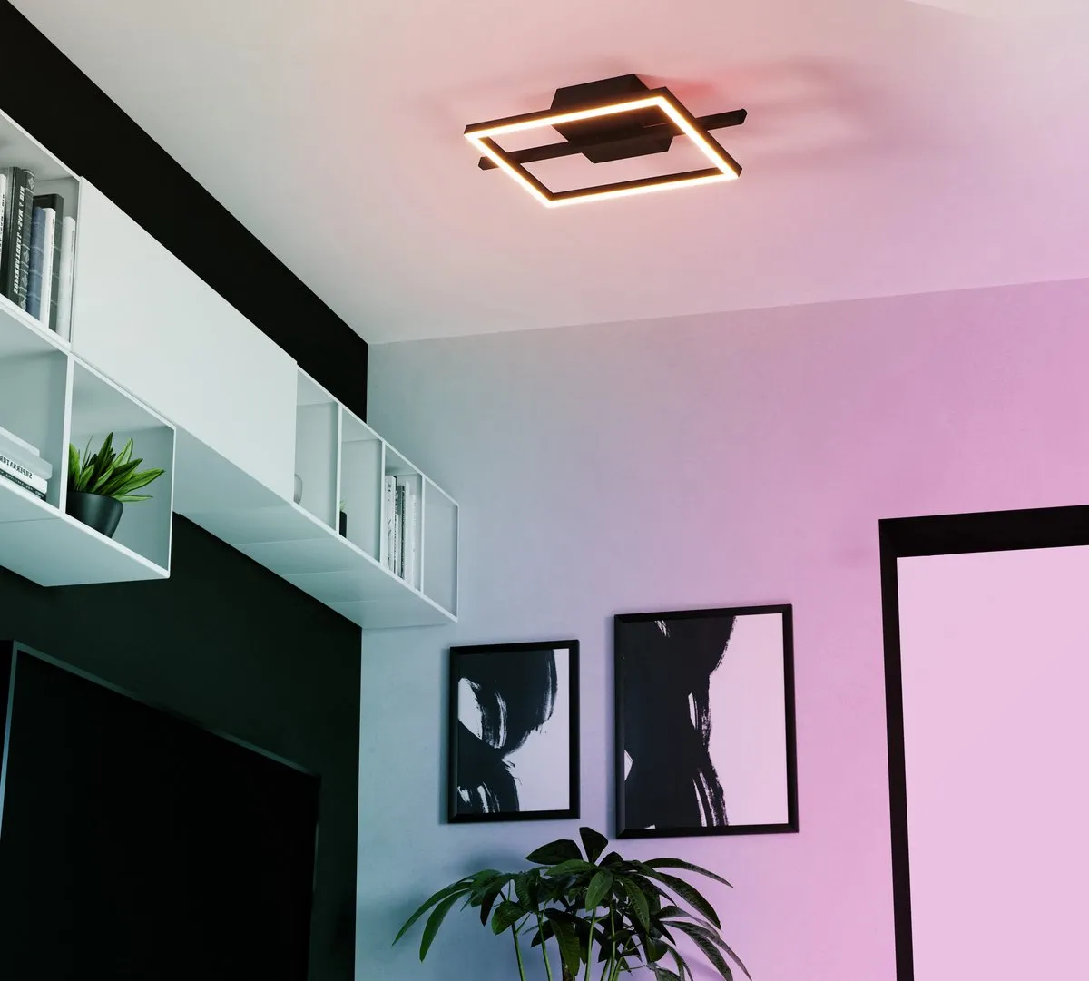 Eglo Amandolo Plafondlamp LED 20cm - Zwart/Wit - RGB & Wit - Dimbaar