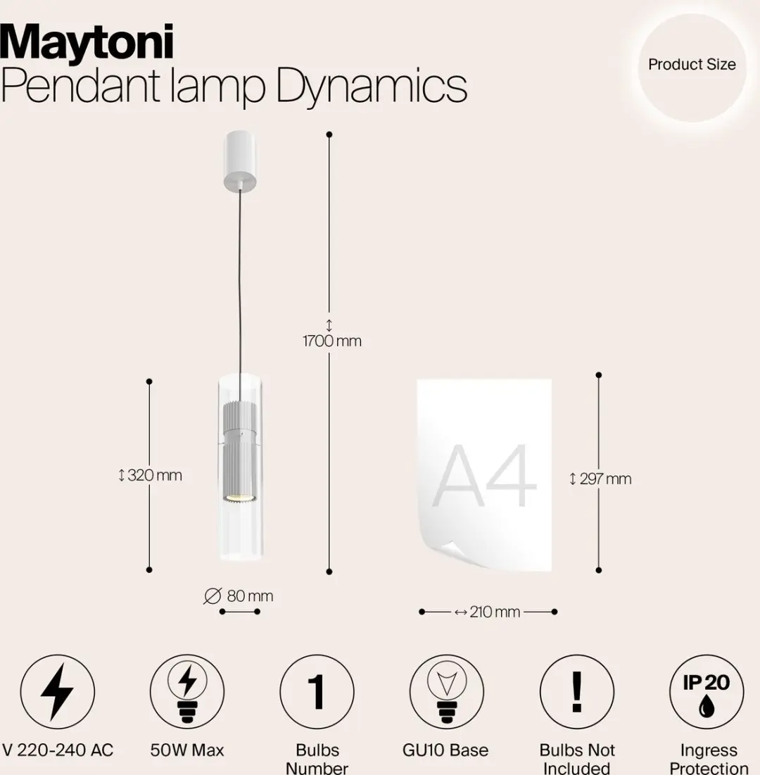 Maytoni Dynamics Hanglamp - Wit - Ø8