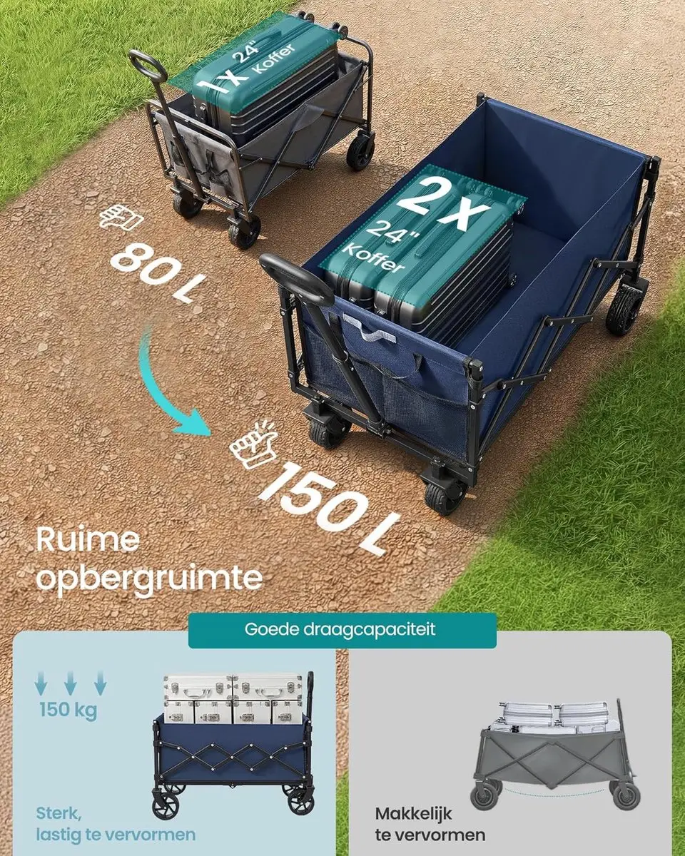 Songmics Opvouwbare Handkar GFW150QE01 - 150L - Middernachtblauw