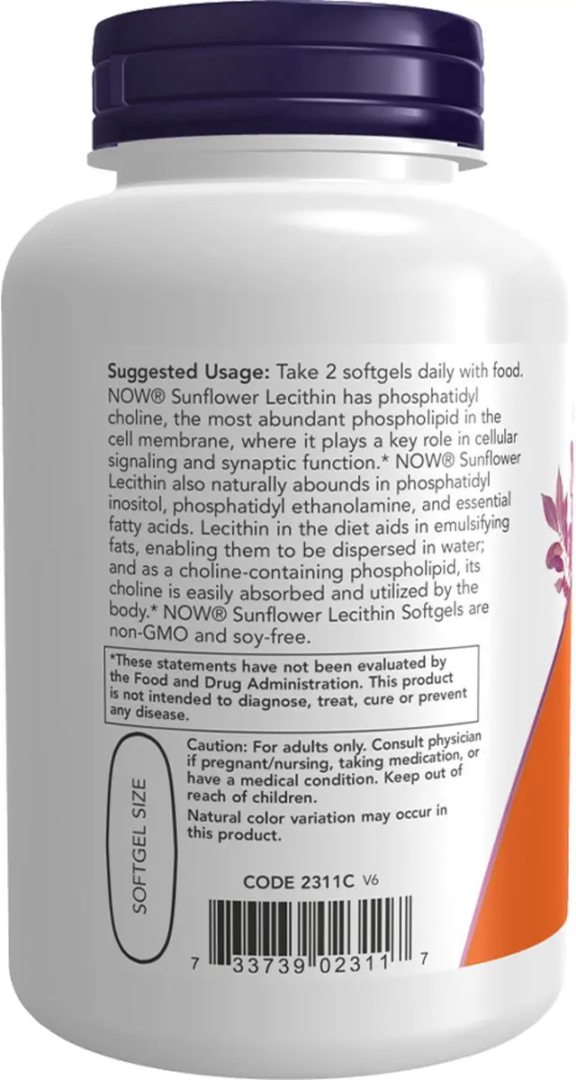 Now Foods Sunflower Lecithin 1200mg Softgels - 200 Stuks