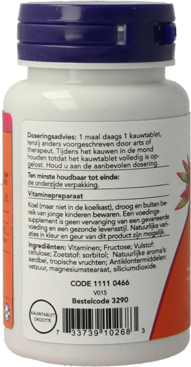 Now Foods Vitamine B-12 1000µg & Foliumzuur 100µg Kauwtabletten - 100 Stuks