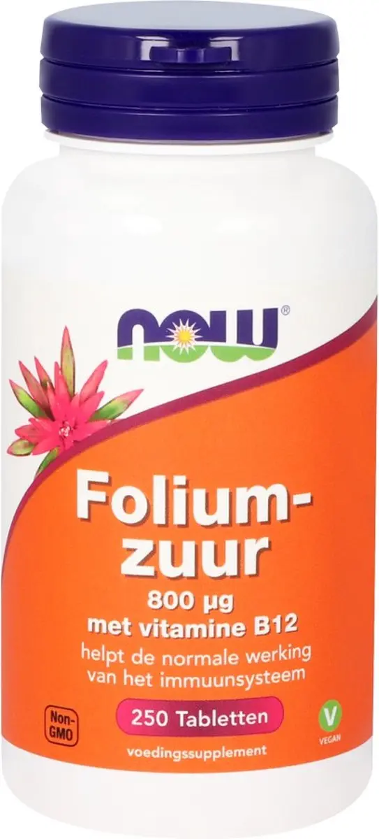 Now Foods Foliumzuur 800µg + B12 - 250 Tabletten