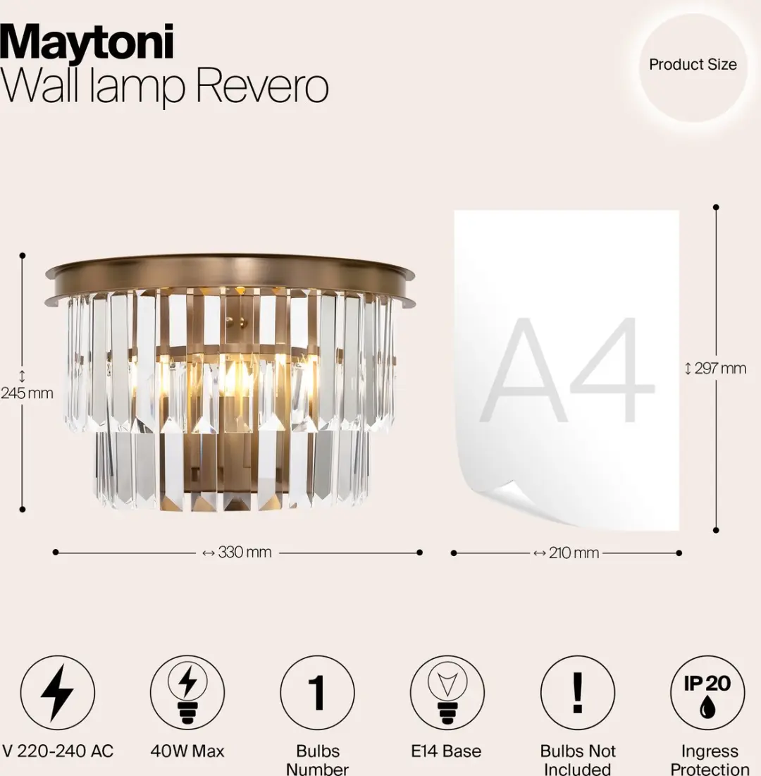 Maytoni Revero Wandlamp - Goud