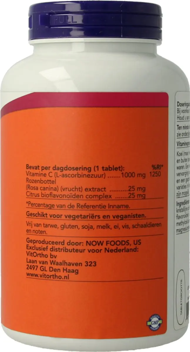 Now Foods Vitamine C-1000 Rozenbottel 250 Tabletten