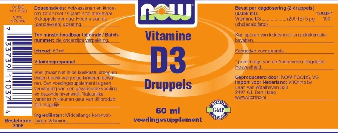 Now Foods Vitamine D-3 Druppels 60ml