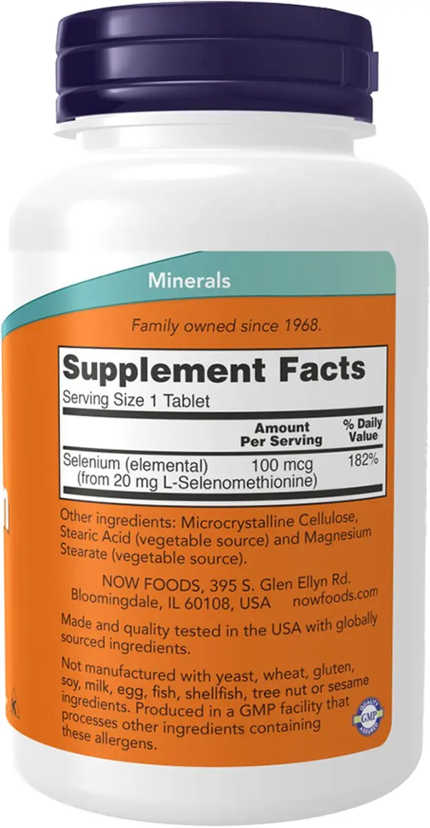 Now Foods Selenium 100 mcg - 250 tabletten