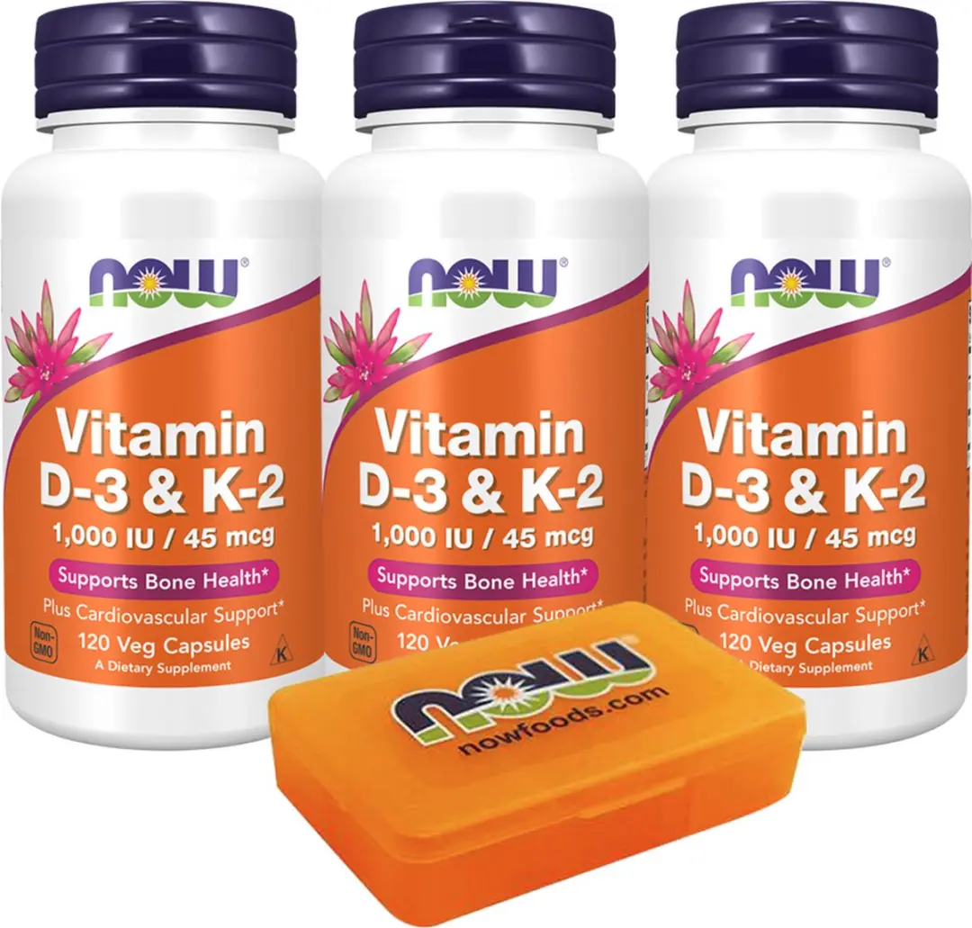 Now Foods Vitamine D3 & K2 360 Capsules