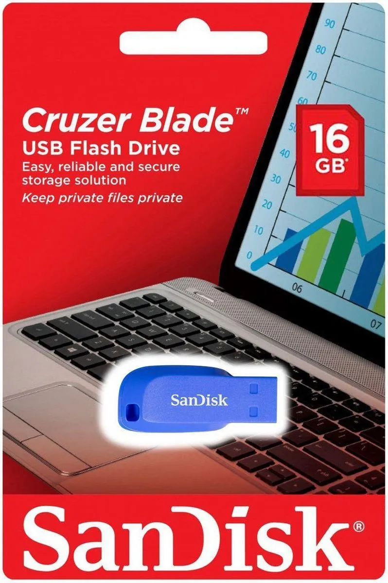 SanDisk Cruzer Blade USB-stick 16GB - Blauw