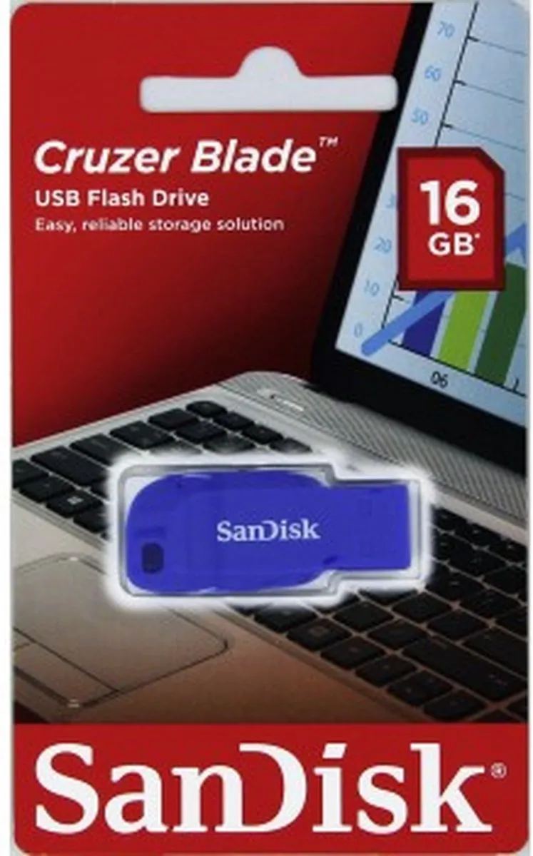 SanDisk Cruzer Blade USB-stick 16GB - Blauw