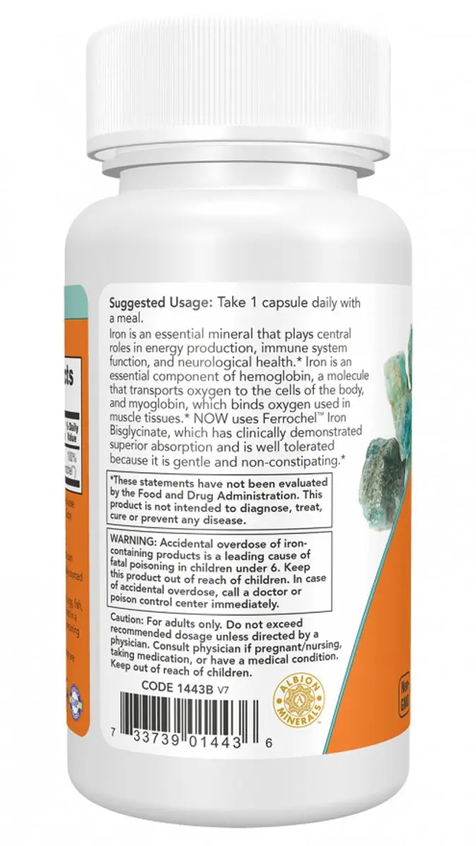 Now Foods Ferrochel IJzer 18mg 120 Vcaps